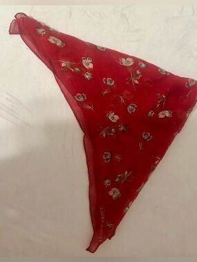 Laura Ashley Red Floral Silk Scarf Bandana